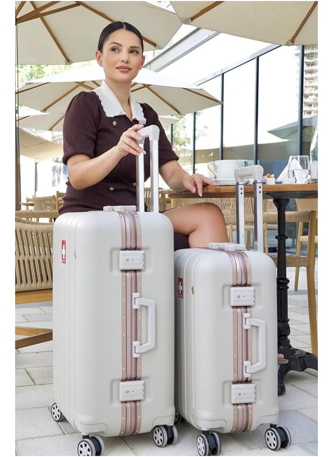 Hardshell Luggage Set, 20 and 24 Inch, Aluminium Frame, Double Spinner Wheels, Lightweight V801 Set, Disert