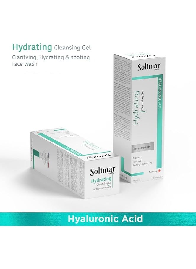 Solimar Paris Hydrating Cleansing Gel with Hyaluronic Acid & Vitamin E – 200ml