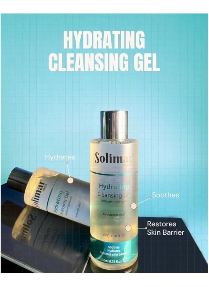 Solimar Paris Hydrating Cleansing Gel with Hyaluronic Acid & Vitamin E – 200ml