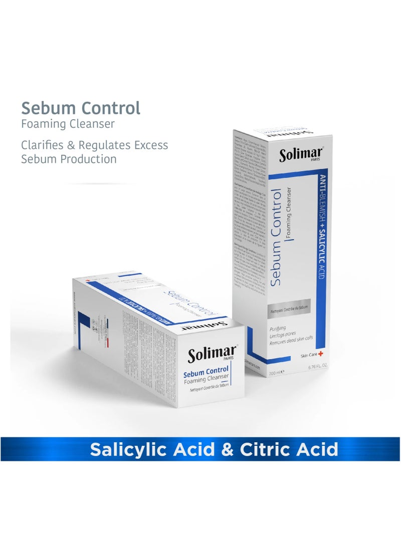 Solimar Paris Sebum Foaming Cleanser – Oil Control & Pore Refiner, 200ml