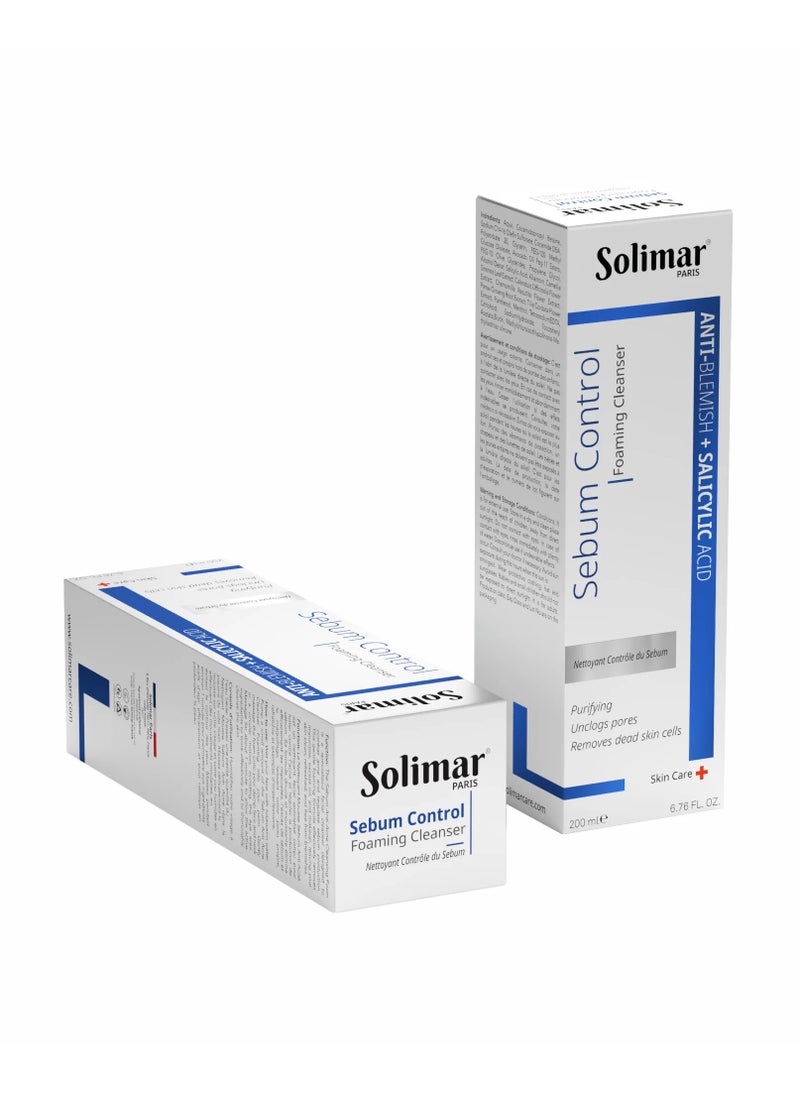 Solimar Paris Sebum Foaming Cleanser – Oil Control & Pore Refiner, 200ml