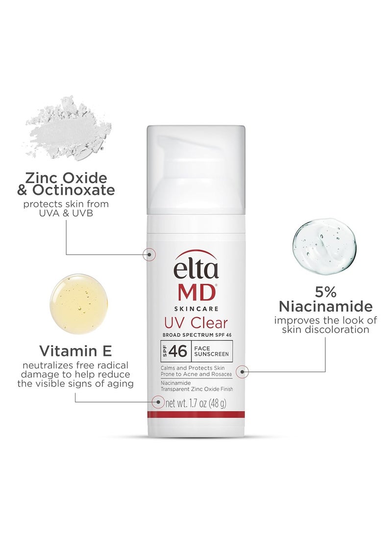 UV Clear Face Sunscreen SPF 46, Oil Free Sunscreen with Zinc Oxide, Dermatologist Recommended Sunscreen