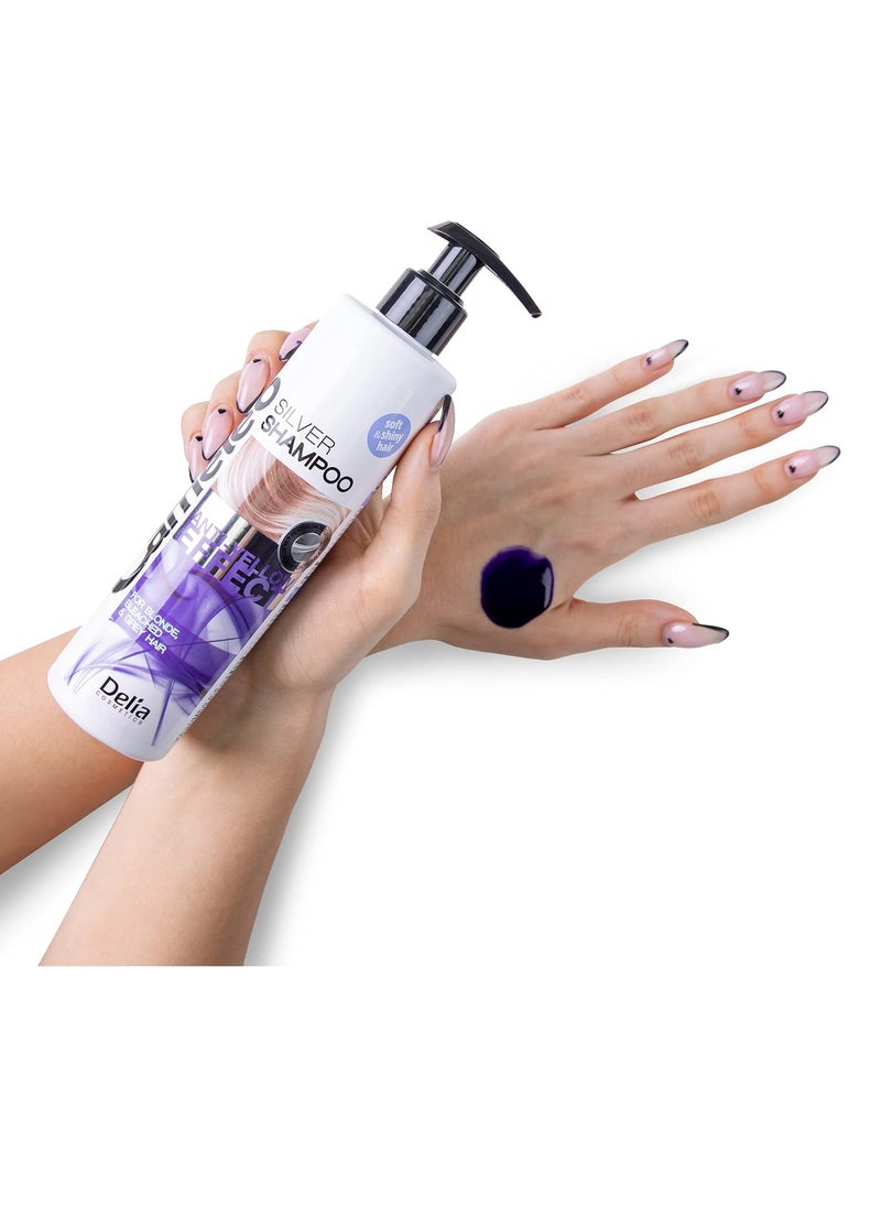 Silver Shampoo No Yellow Effect For Blonde Grey Bleached Hair Platinum Reflections Purple Shampoo Brightening Care 250ml