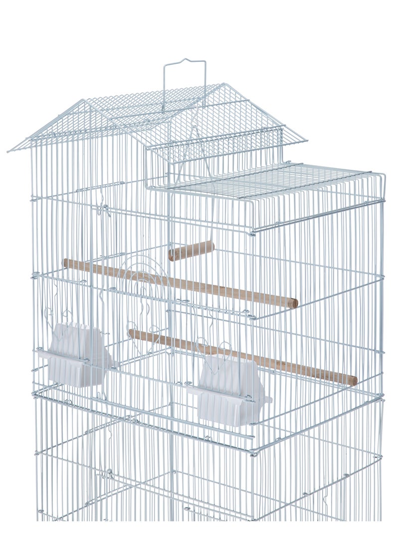 Egardenkart 39-Inch Roof-Top Large Flight Bird Cage for Small Quaker Parrots, Cockatiels, Sun Parakeets, Green Cheek Conures, Budgies, Finches, Lovebirds, and Canaries. Perfect for Pet Birds! (White)