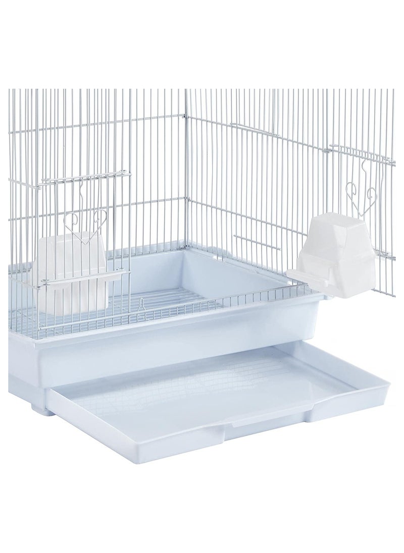 Egardenkart 39-Inch Roof-Top Large Flight Bird Cage for Small Quaker Parrots, Cockatiels, Sun Parakeets, Green Cheek Conures, Budgies, Finches, Lovebirds, and Canaries. Perfect for Pet Birds! (White)