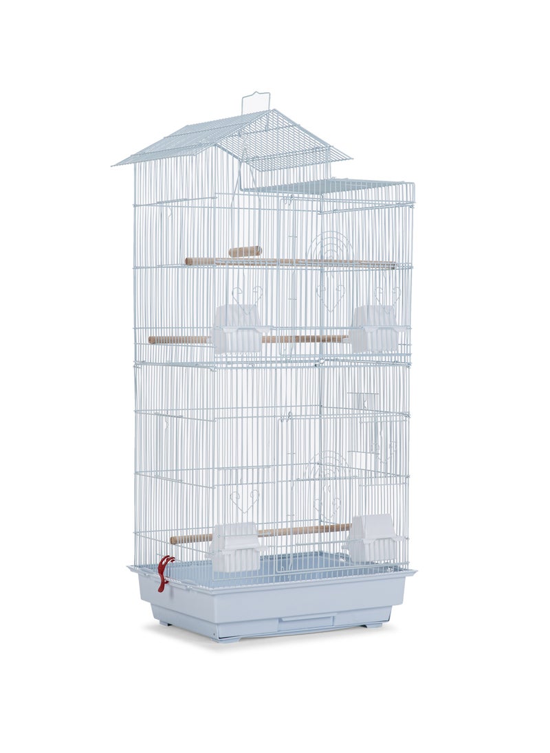 Egardenkart 39-Inch Roof-Top Large Flight Bird Cage for Small Quaker Parrots, Cockatiels, Sun Parakeets, Green Cheek Conures, Budgies, Finches, Lovebirds, and Canaries. Perfect for Pet Birds! (White)