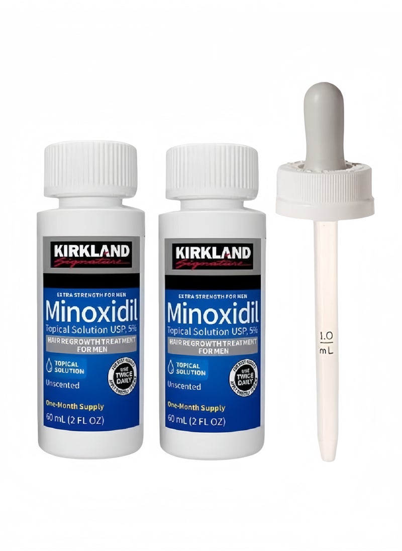 Minoxidil Extra Strength Hair Regrowth Treatment with Dropper - 5% 60mlx2