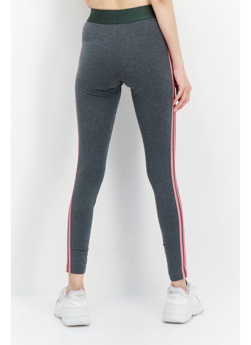 Women Sportswear Fit Brand Logo Training Leggings, Grey/Pink
