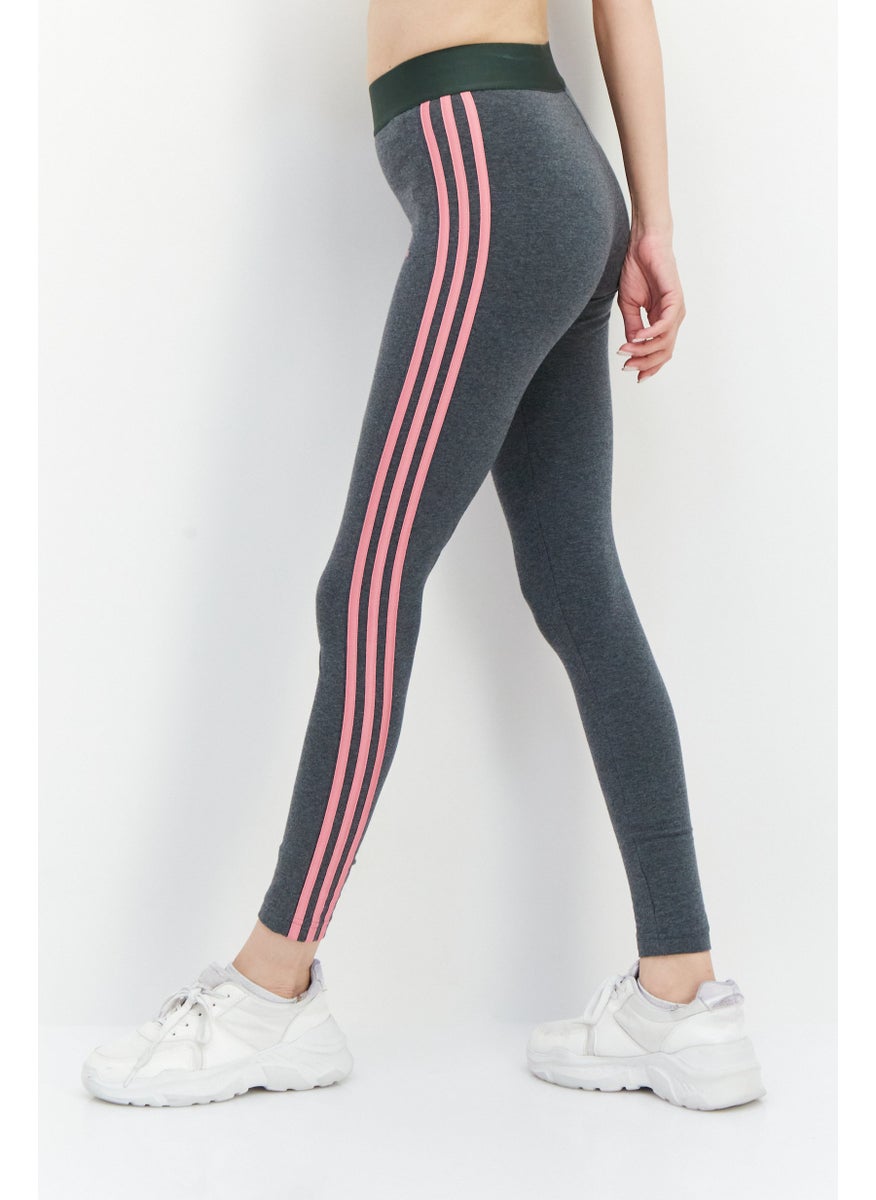 Women Sportswear Fit Brand Logo Training Leggings, Grey/Pink