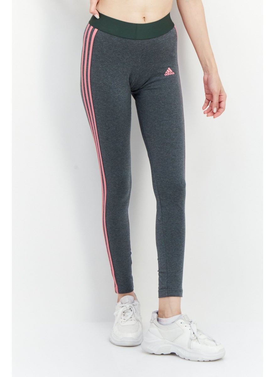 Women Sportswear Fit Brand Logo Training Leggings, Grey/Pink
