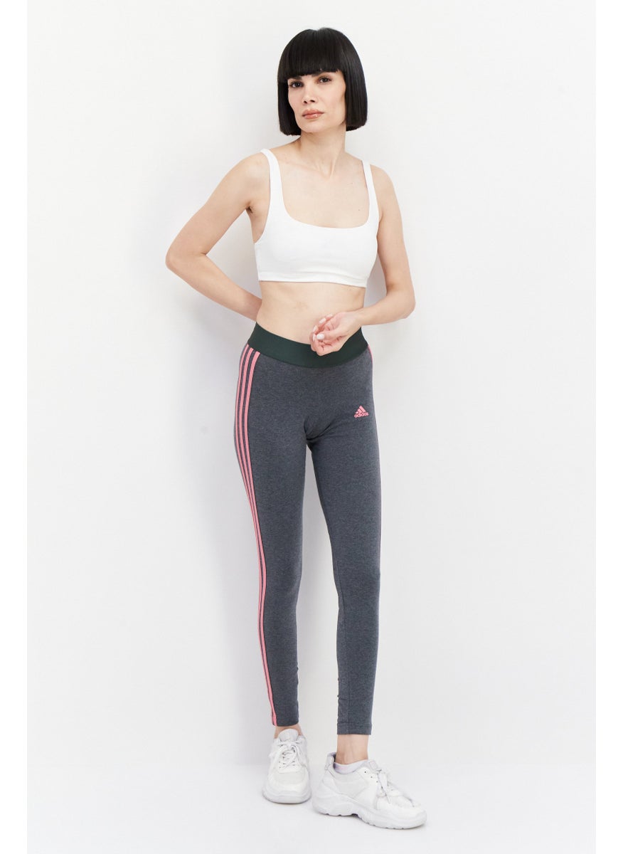 Women Sportswear Fit Brand Logo Training Leggings, Grey/Pink