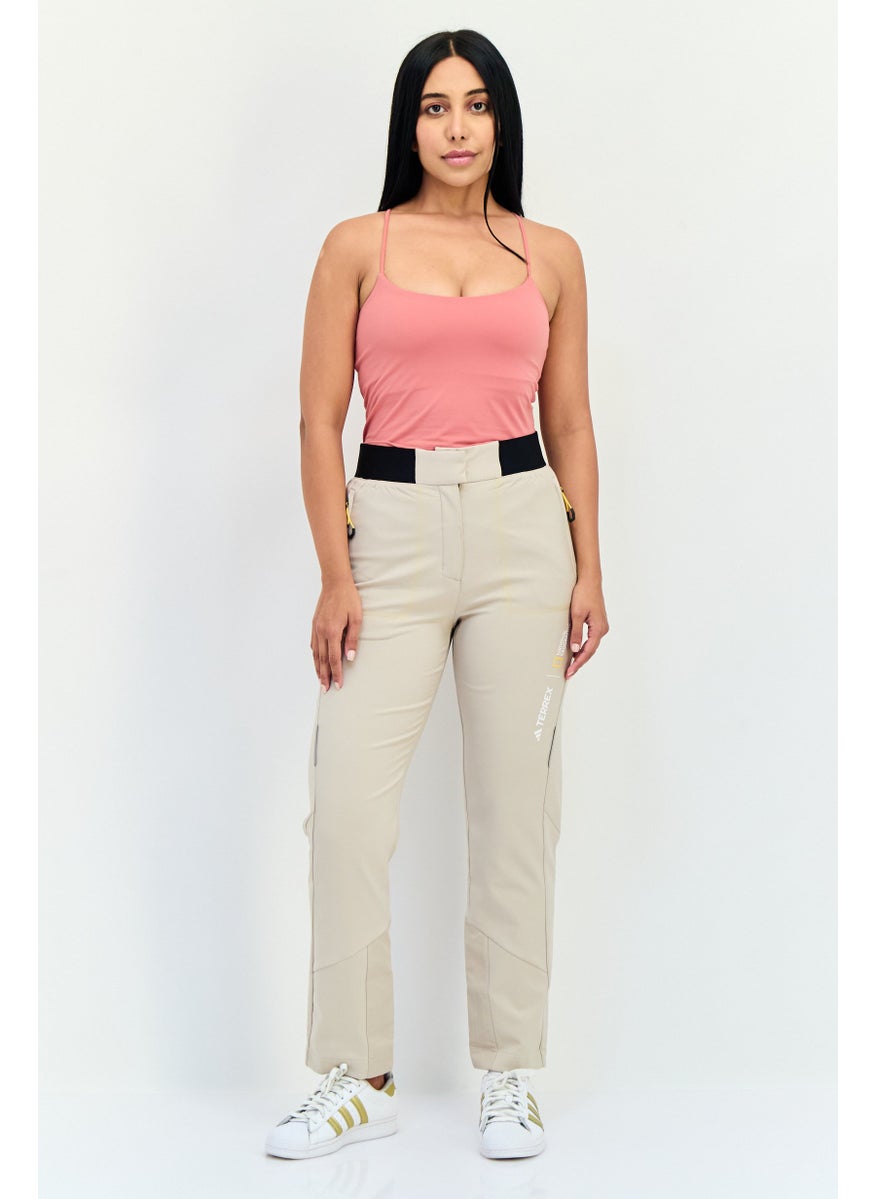 Women Sportswear Fit Outdoor Track Pants, Beige