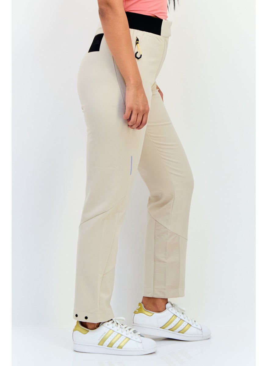 Women Sportswear Fit Outdoor Track Pants, Beige