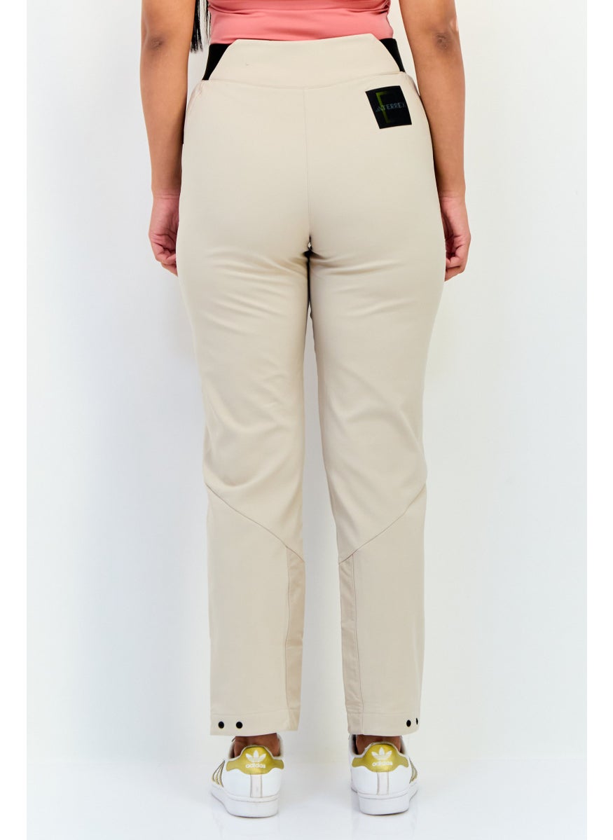 Women Sportswear Fit Outdoor Track Pants, Beige