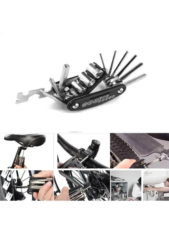 16 In 1 Multi-Functional Bicycle Repair Kit Set With Saddle Bag