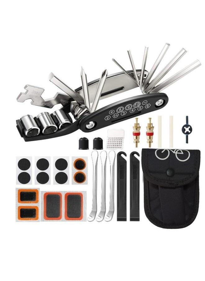 16 In 1 Multi-Functional Bicycle Repair Kit Set With Saddle Bag