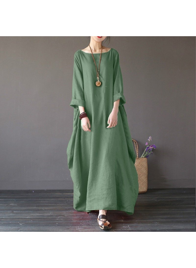 Linen Comfortable Spring Poncho Women's Dress LN1040HAKI9
