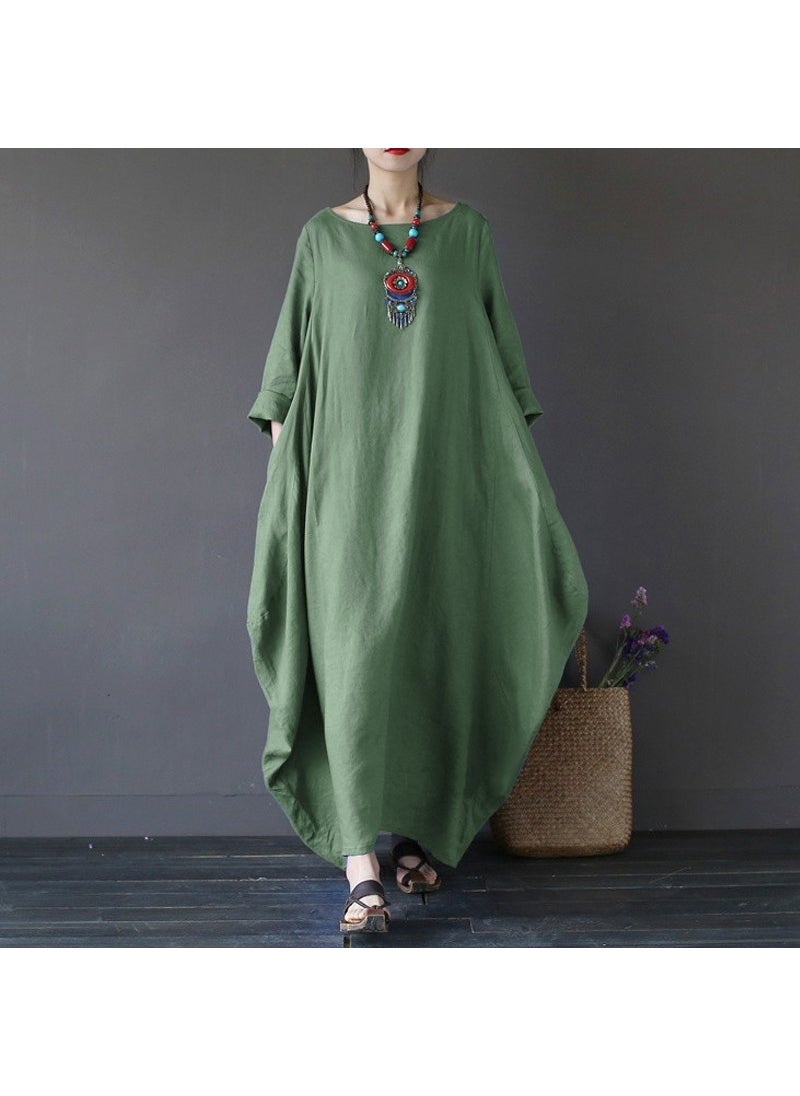 Linen Comfortable Spring Poncho Women's Dress LN1040HAKI2