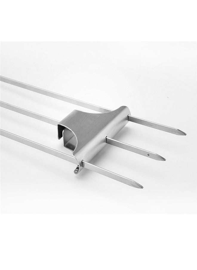 Skewers for Kabobs Set of 2, 3-Prongs Metal Kabob Skewer Stainless Steel Flat Sticks with Slider for Grilling Meat, Veggies, Sausages