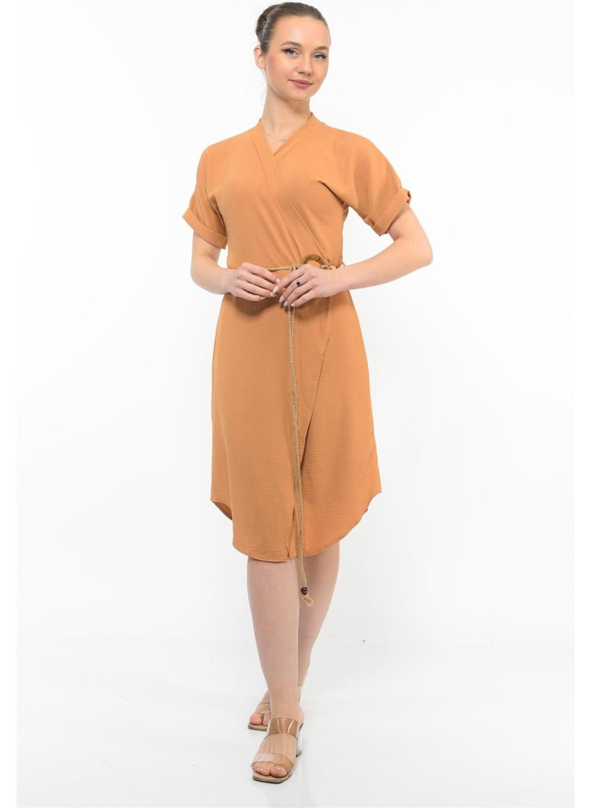 Women's Belt Detailed Aerobin Dress Tan