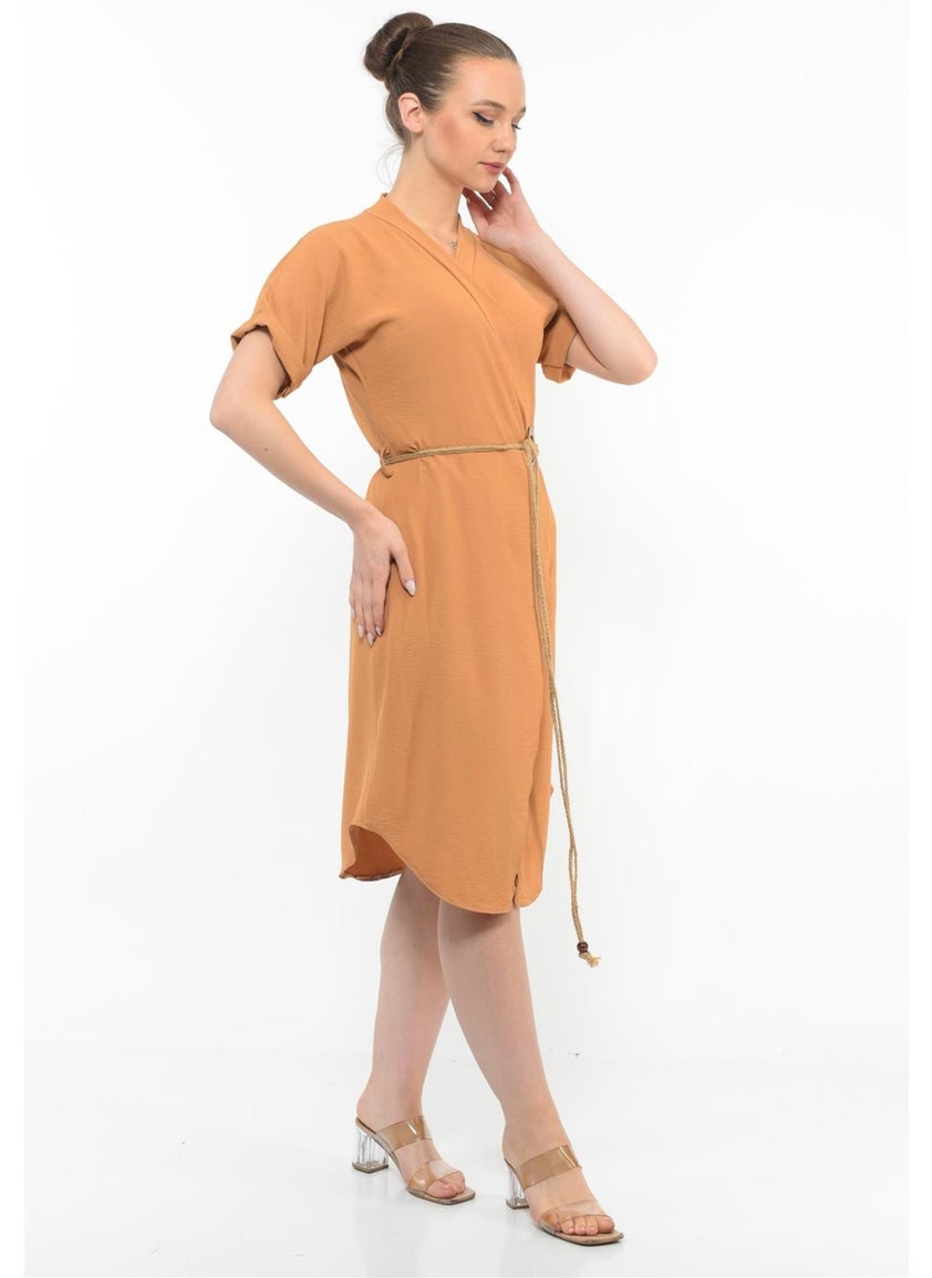 Women's Belt Detailed Aerobin Dress Tan