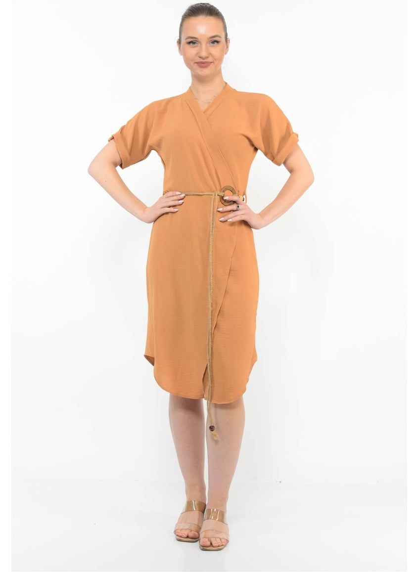 Women's Belt Detailed Aerobin Dress Tan