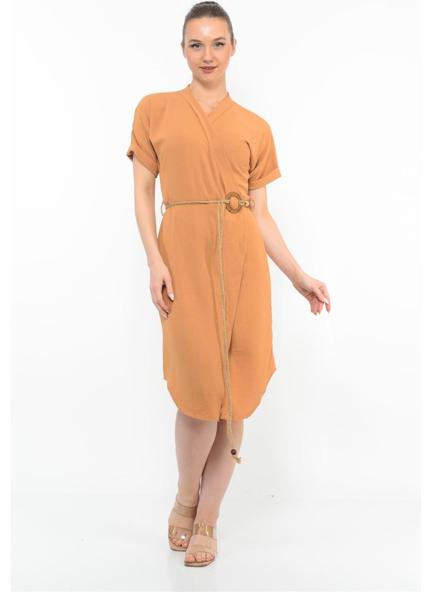 Women's Belt Detailed Aerobin Dress Tan