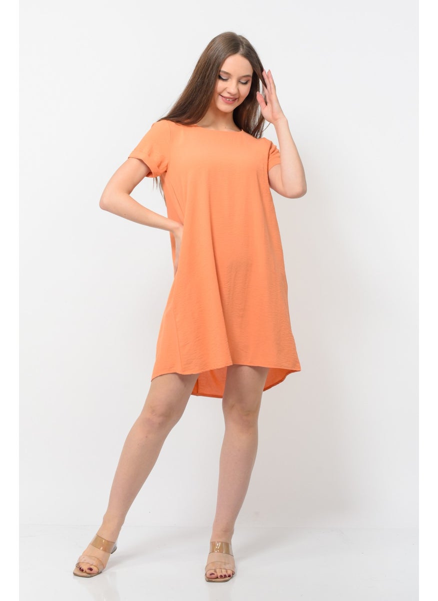 Women Aerobin Fabric Summer Dress Orange Color