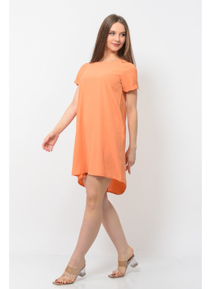 Women Aerobin Fabric Summer Dress Orange Color