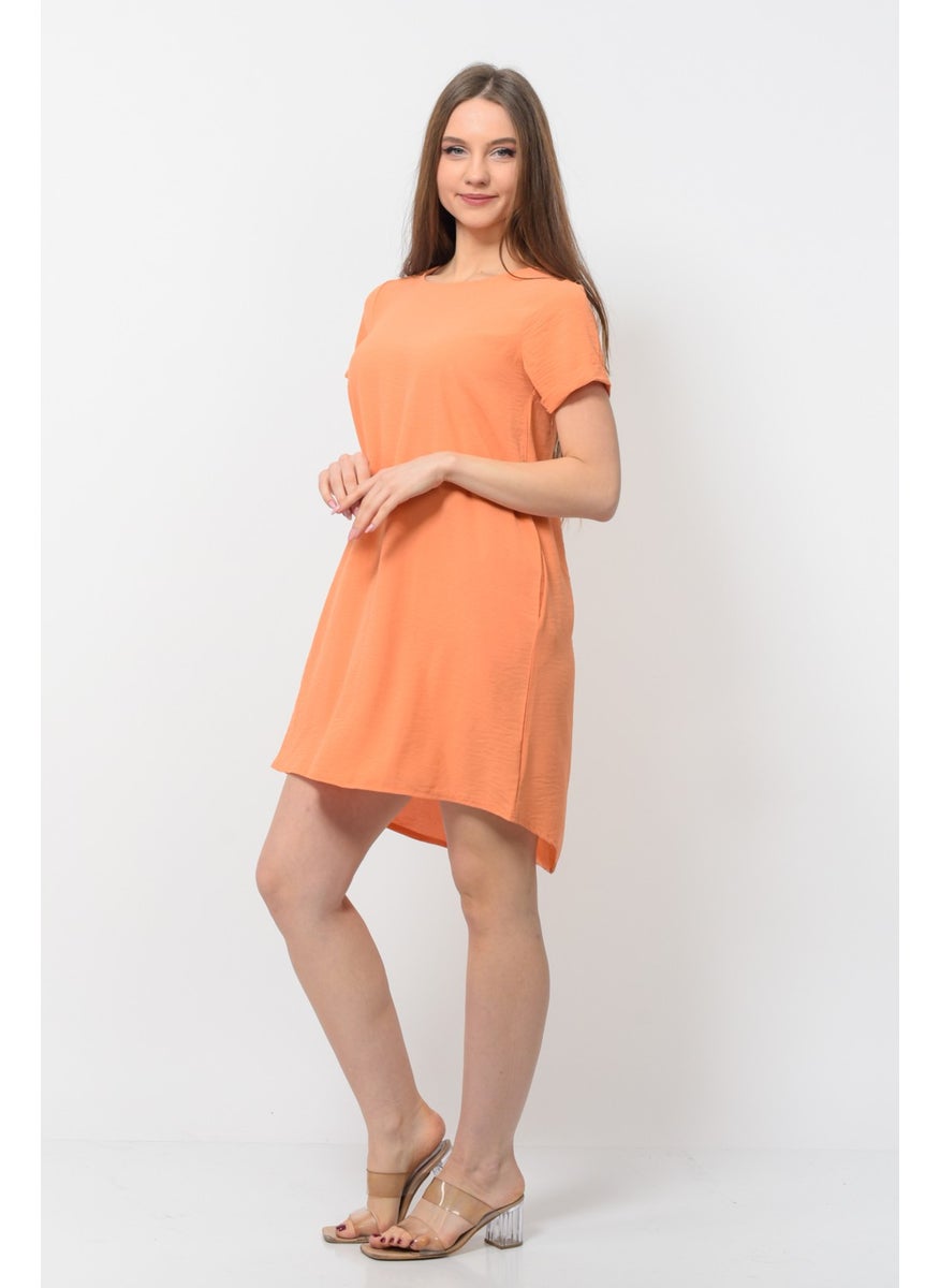 Women Aerobin Fabric Summer Dress Orange Color