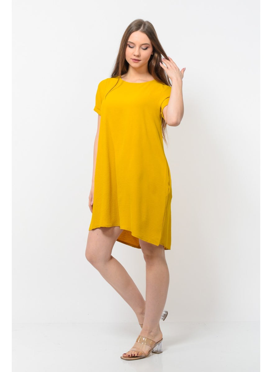 Women Aerobin Fabric Summer Dress Yellow Color