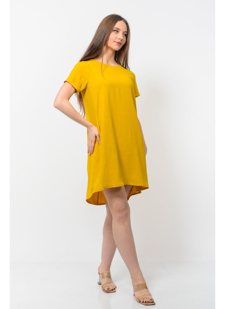 Women Aerobin Fabric Summer Dress Yellow Color