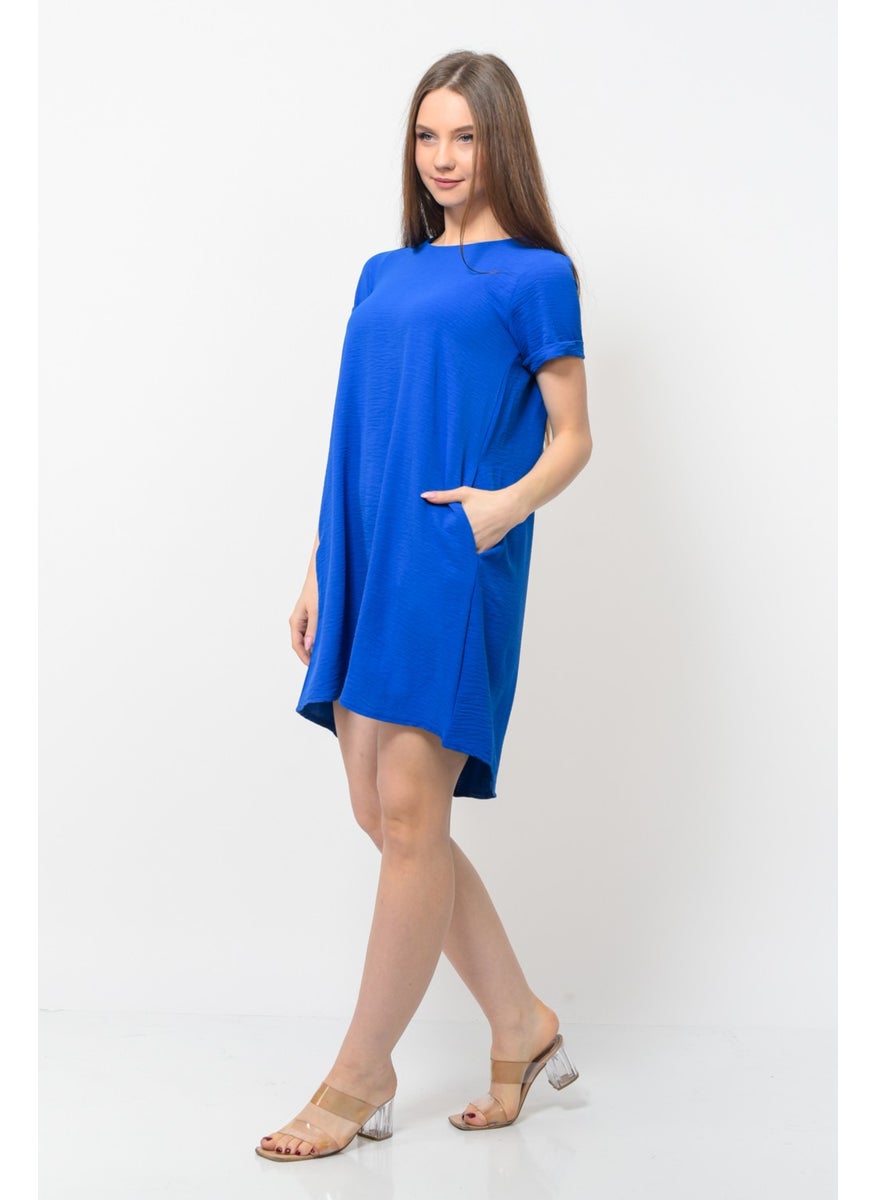Women Aerobin Fabric Summer Dress Saxe Color
