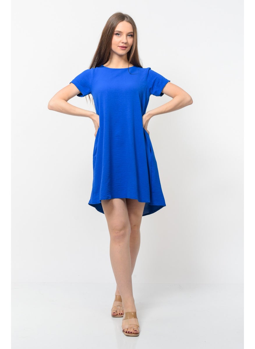 Women Aerobin Fabric Summer Dress Saxe Color