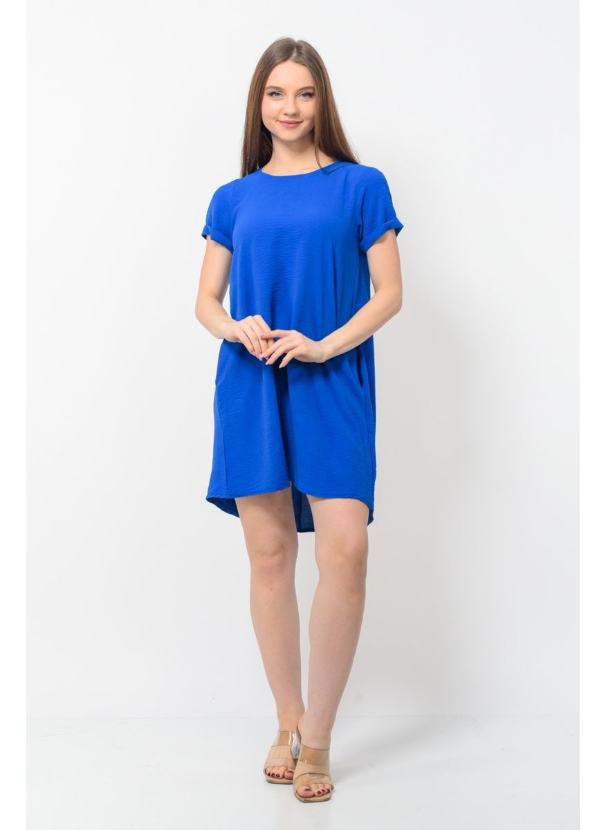 Women Aerobin Fabric Summer Dress Saxe Color