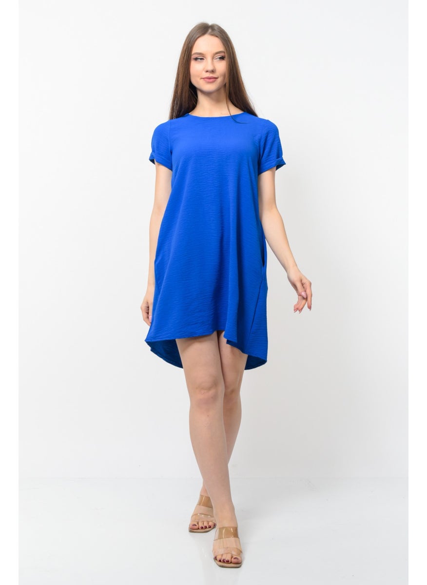 Women Aerobin Fabric Summer Dress Saxe Color