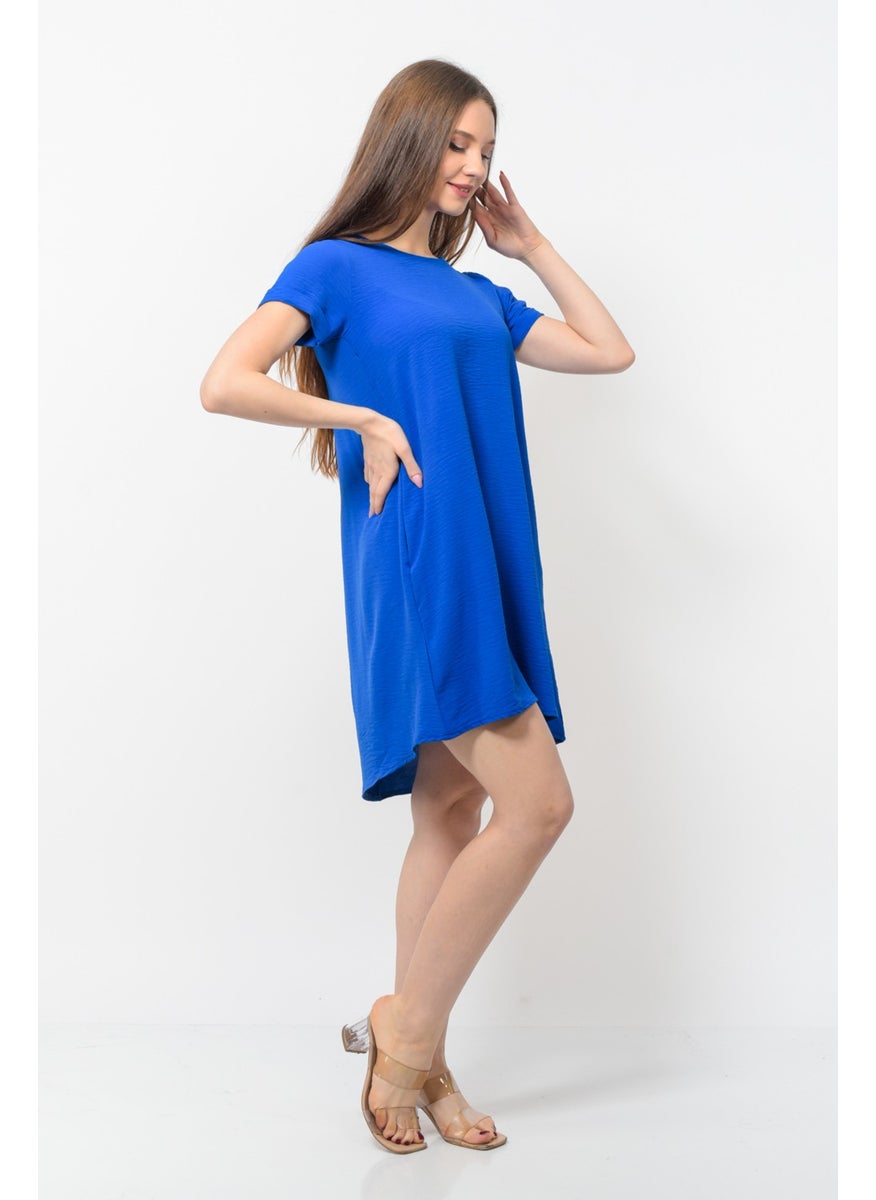 Women Aerobin Fabric Summer Dress Saxe Color
