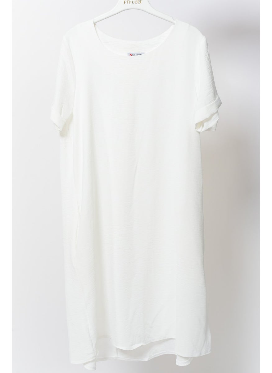 Women Aerobin Fabric Summer Dress White Color