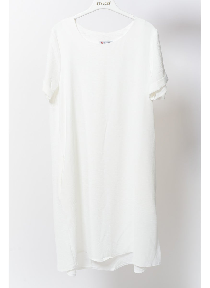 Women Aerobin Fabric Summer Dress White Color