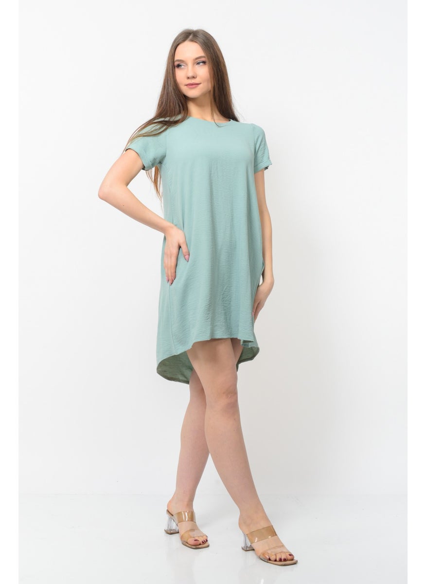 Women Aerobin Fabric Summer Dress Water Green Color