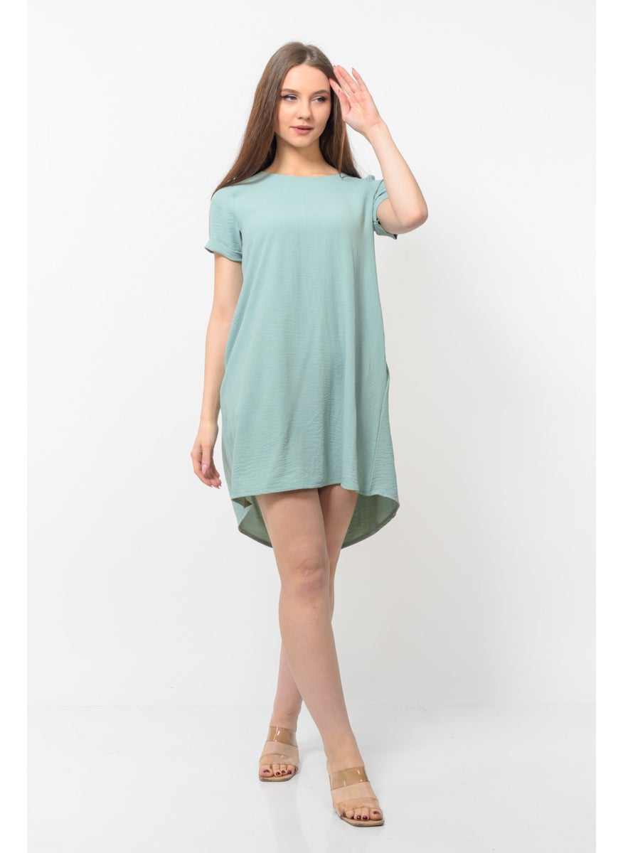 Women Aerobin Fabric Summer Dress Water Green Color