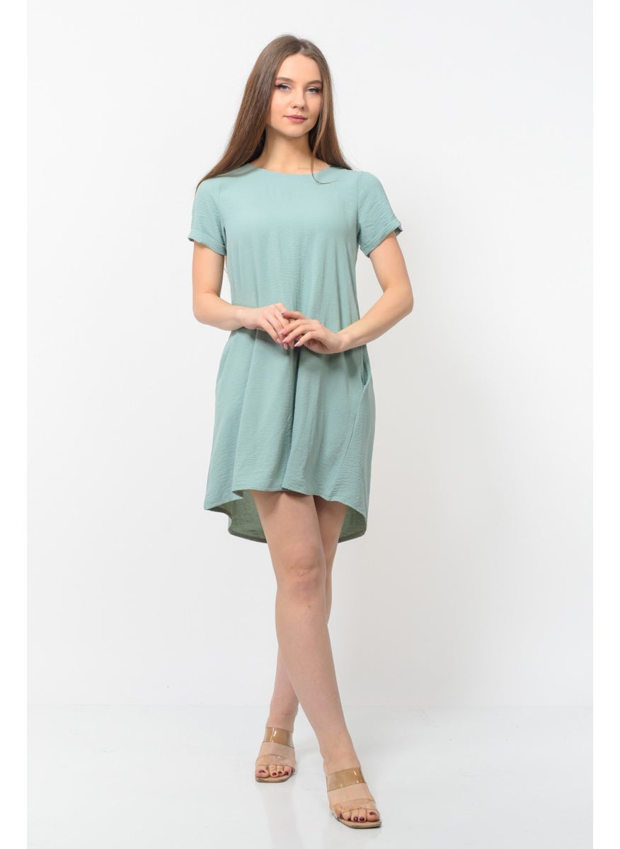 Women Aerobin Fabric Summer Dress Water Green Color