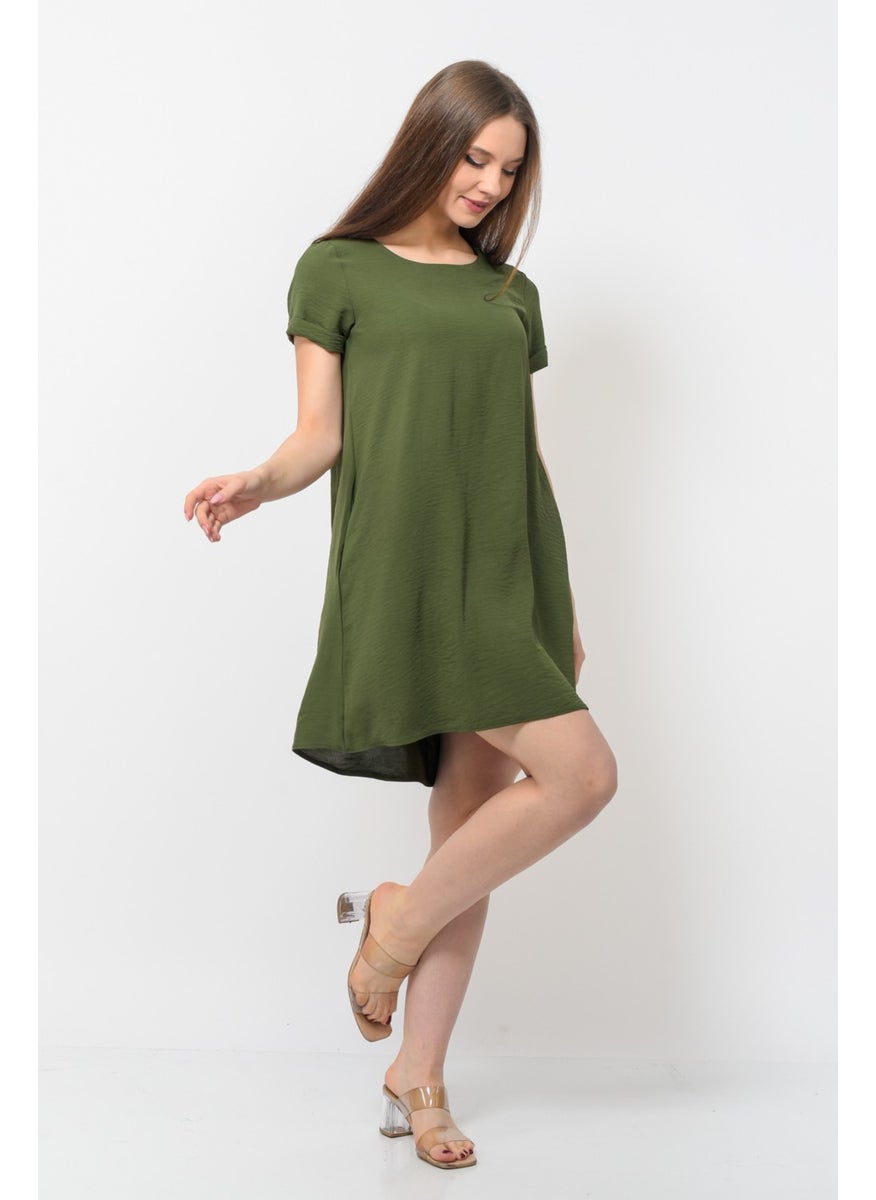 Women Aerobin Fabric Summer Dress Khaki Color