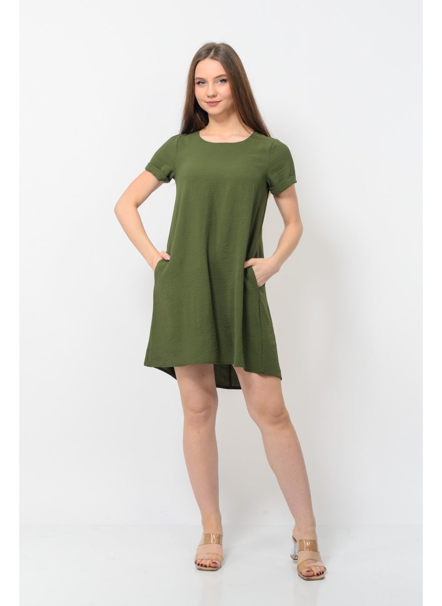 Women Aerobin Fabric Summer Dress Khaki Color