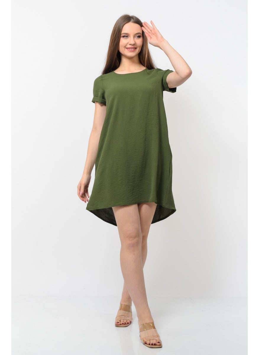 Women Aerobin Fabric Summer Dress Khaki Color