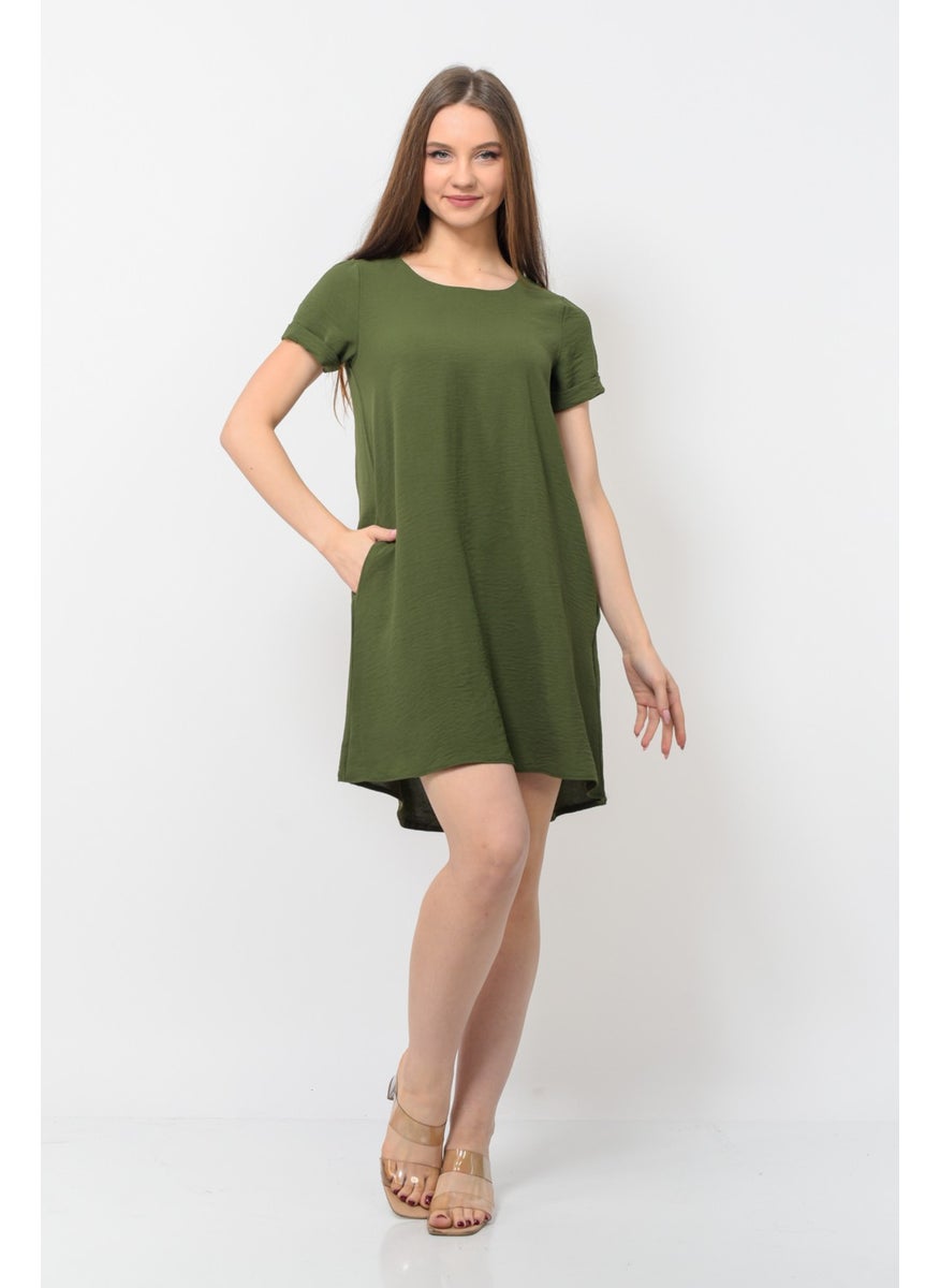 Women Aerobin Fabric Summer Dress Khaki Color