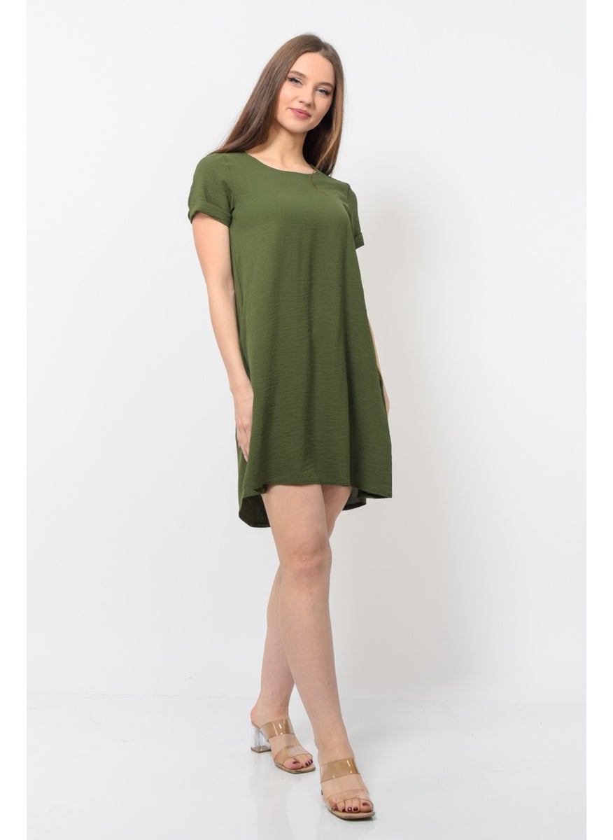 Women Aerobin Fabric Summer Dress Khaki Color