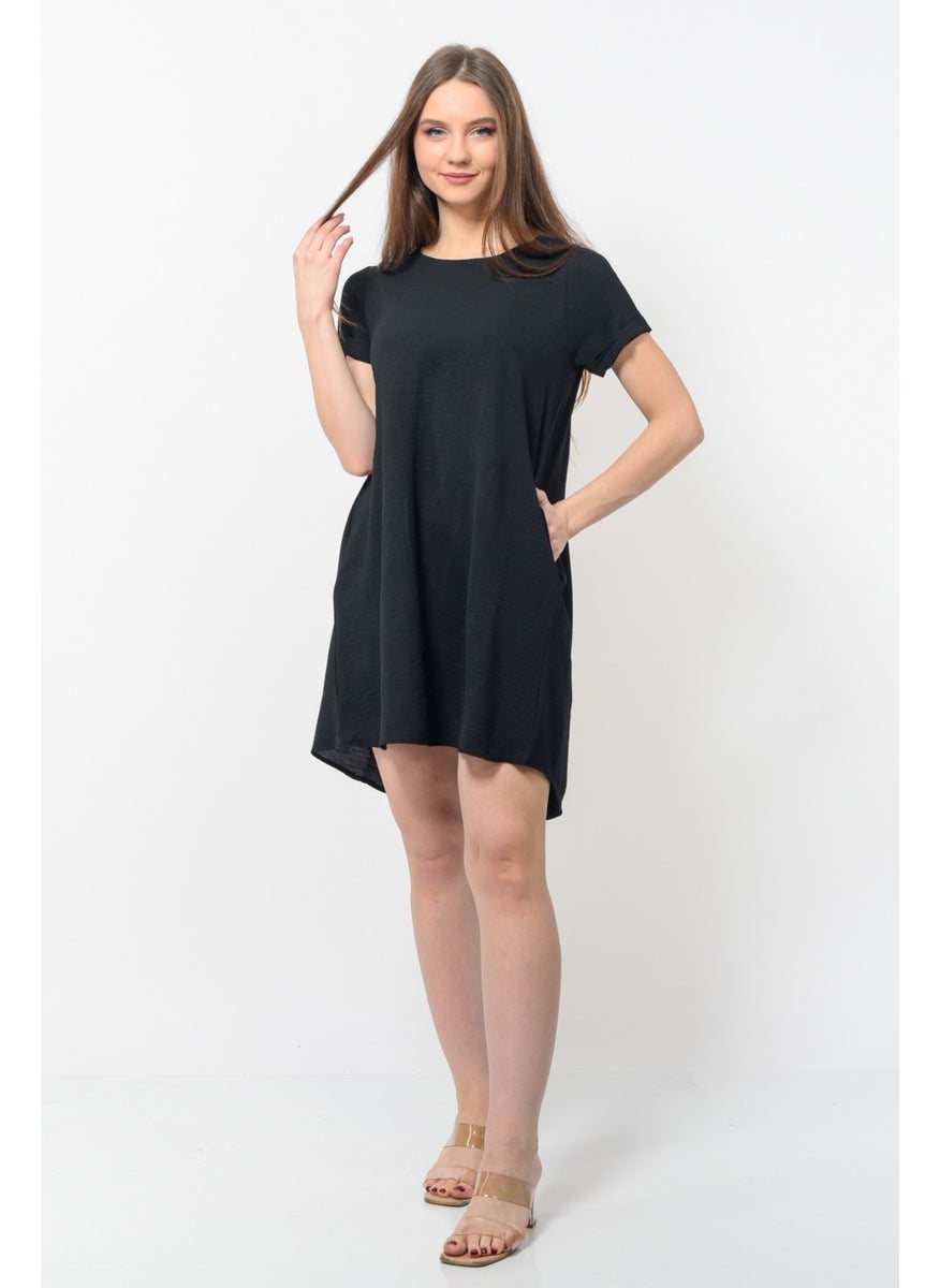 Women Aerobin Fabric Summer Dress Black Color