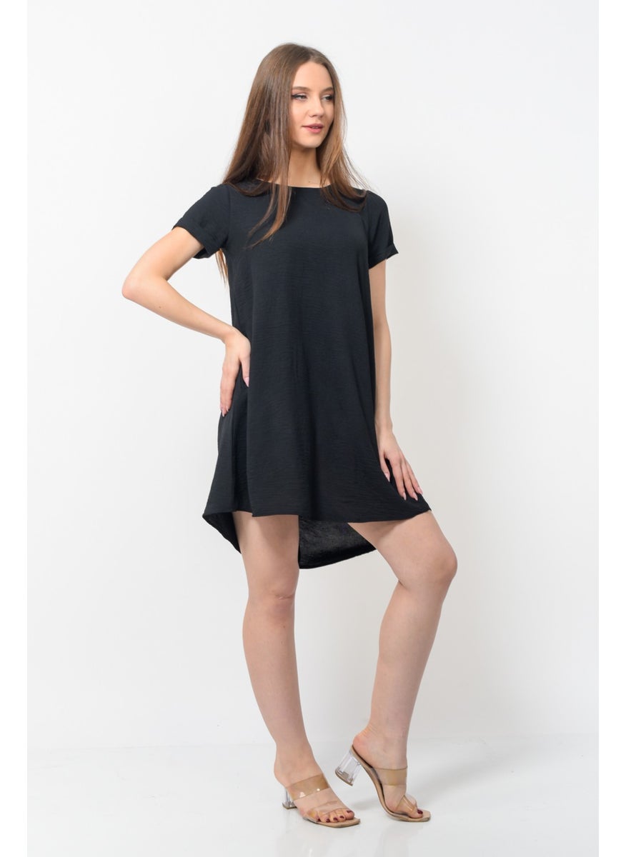 Women Aerobin Fabric Summer Dress Black Color