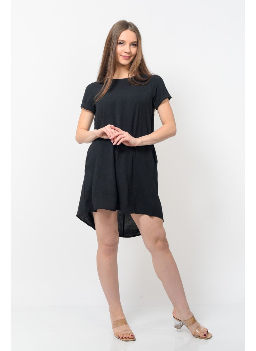 Women Aerobin Fabric Summer Dress Black Color